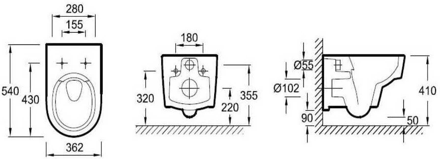 Унитаз с инсталляцией Jacob Delafon Odeon Rive Gauche сиденье микролифт кнопка смыва хром EDR103-CP