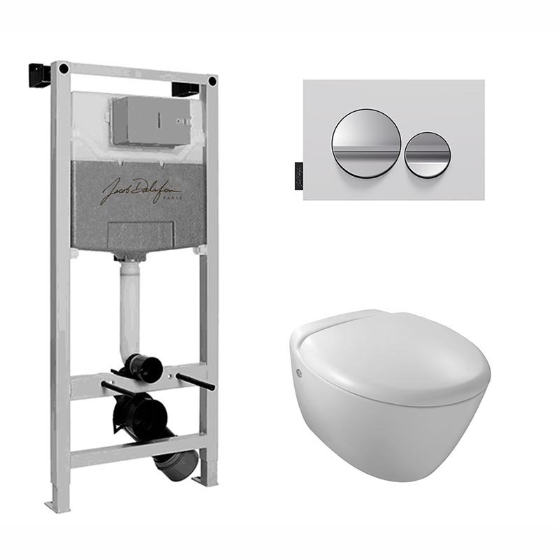 Унитаз с инсталляцией Jacob Delafon Elite сиденье тонкое микролифт панель для двойного смыва глянцевый белый E21743RU-00