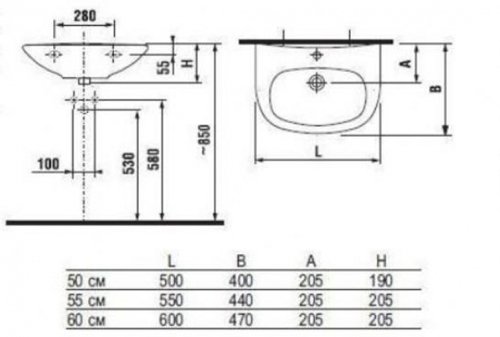 Раковина Jika Zeta 55х44 см 1039.1.000.104.1