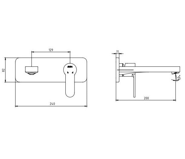 Смеситель для раковины настенный TOPAZ NITA (внешняя часть) 102167608EX-K
