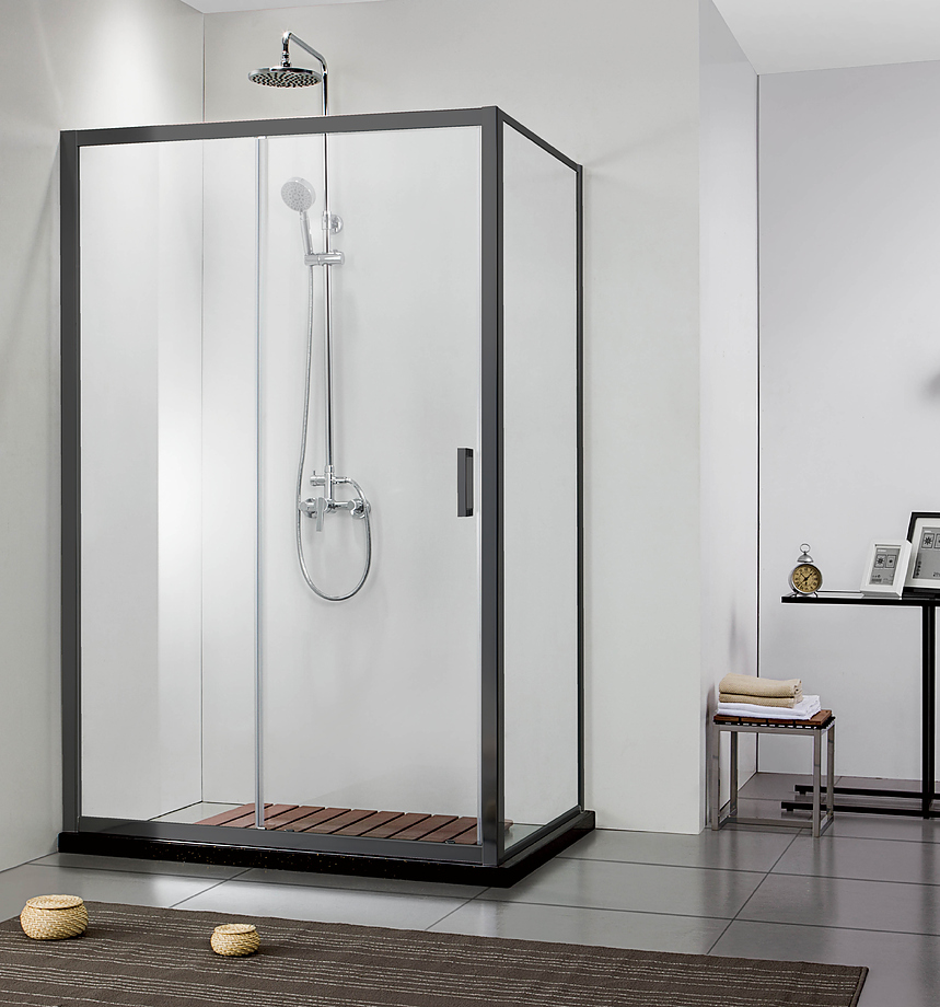 Душевая дверь Aquanet Aria раздвижная 1200x2000 мм черный прозрачное стекло AQ ARI RA 12020BL