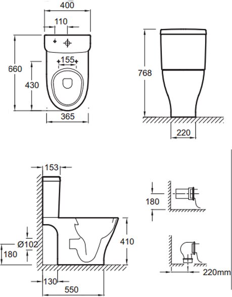 Чаша унитаза напольного Jacob Delafon Odeon Up Vario 66х36.5 см 4957CK-00