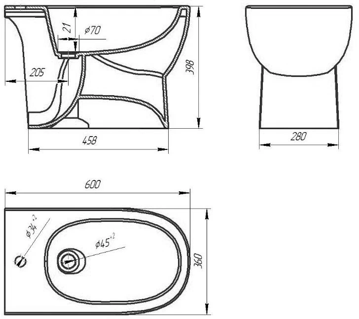 Биде напольное Bolu Art BD.FS/Art/C/WHT.G/S1