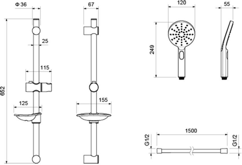 Набор для душа 2 в 1 Aquatek Оберон (AQ1260CR+AQ2014CR) хром AQ1232CR
