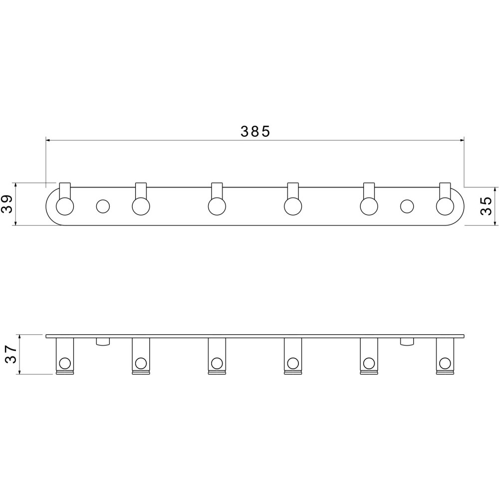 Планка с 6 крючками Aquanet Europa шлифованное золото AQ4124BG