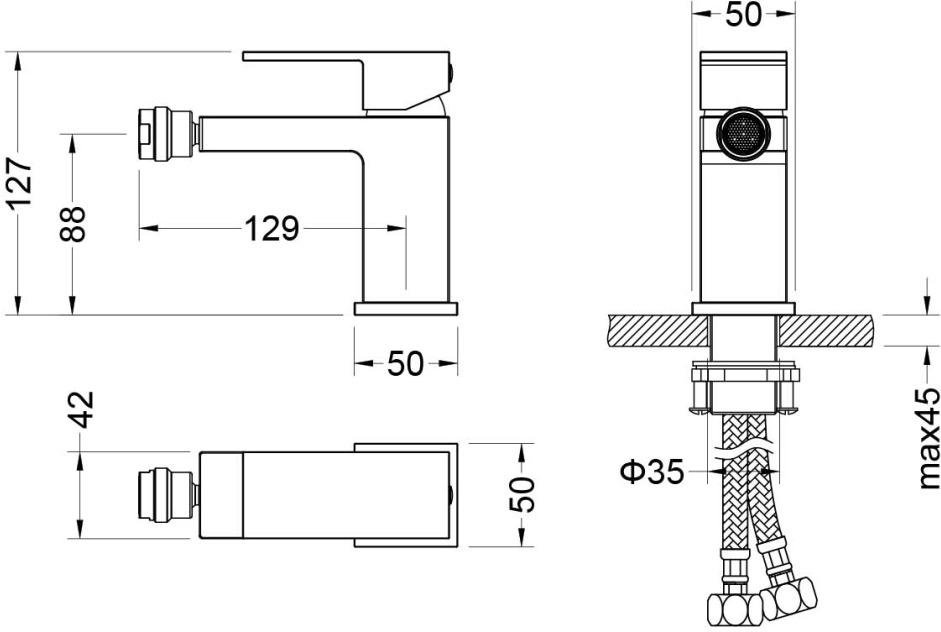 Смеситель для биде Aquanet Либра матовый черный AQ1618MB