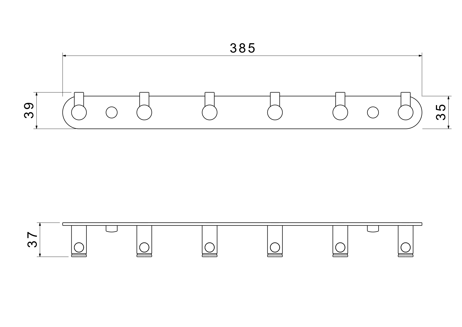Планка с 6 крючками Aquanet Europa оружейная сталь AQ4124BGM