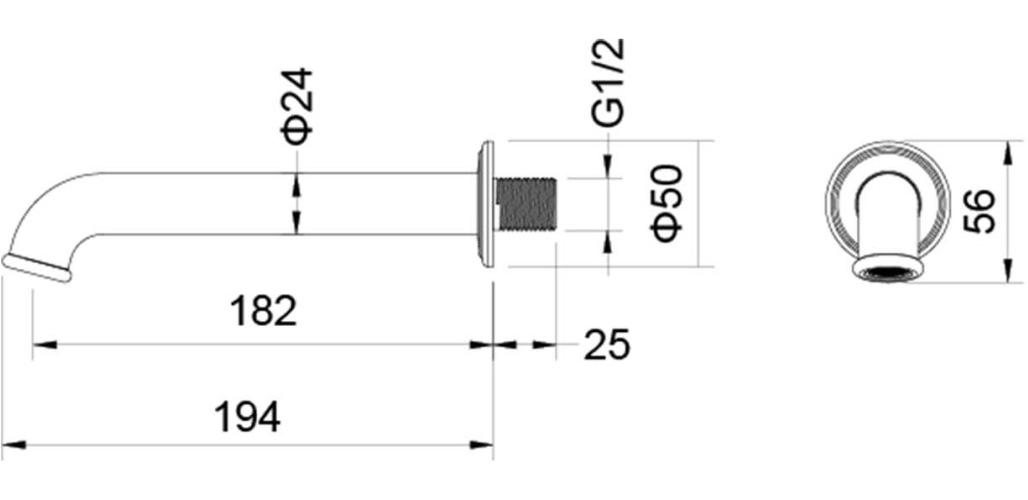 Излив для ванны Aquanet Классик 182 мм полированное золото AQ1541PG