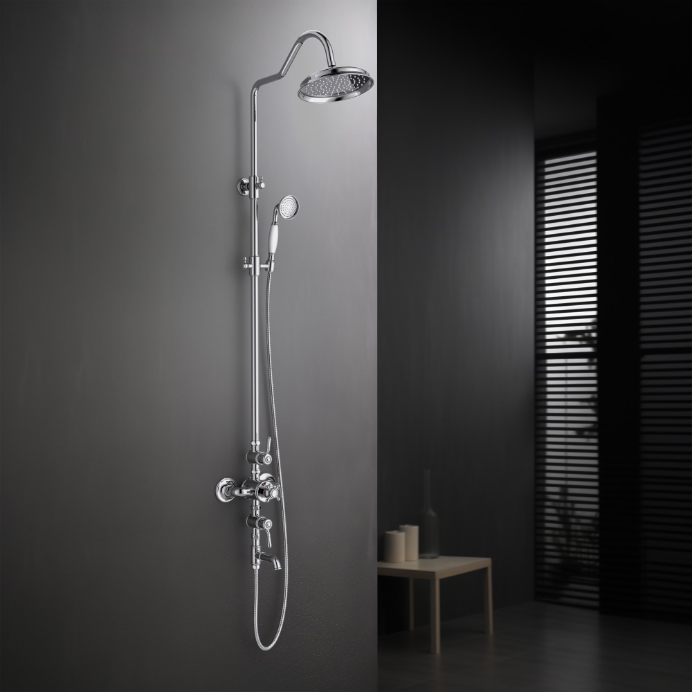 Душевая система Aquanet Классик AQ2543CR термостатическая с изливом 220 мм хром AQ2543CR