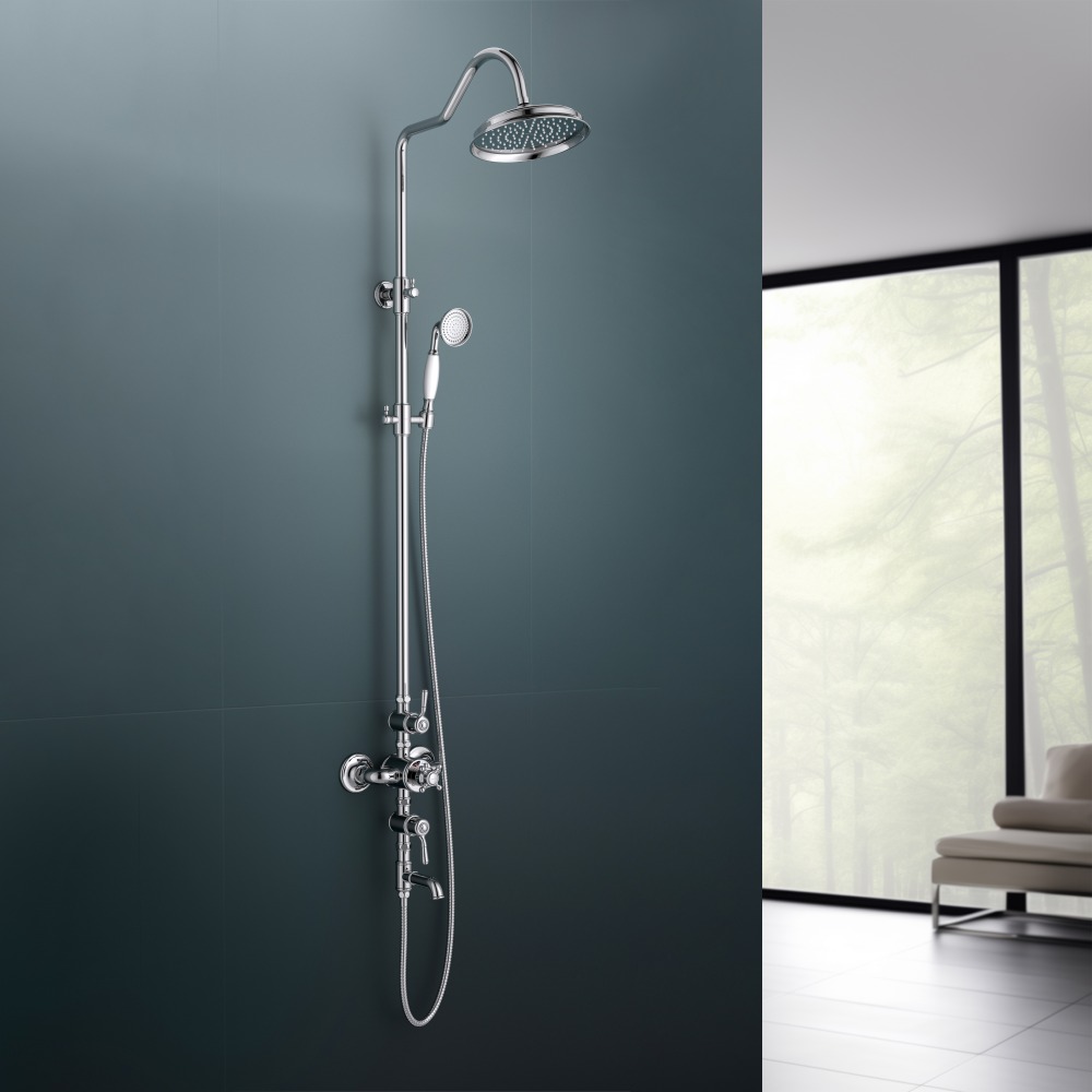 Душевая система Aquanet Классик AQ2543CR термостатическая с изливом 220 мм хром AQ2543CR