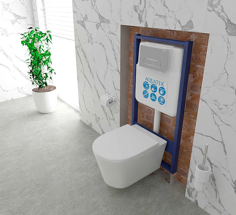 Комплект инсталляции для подвесного унитаза Aquatek Sensor SET Standart 50 с панелью смыва INSE-0000001.36