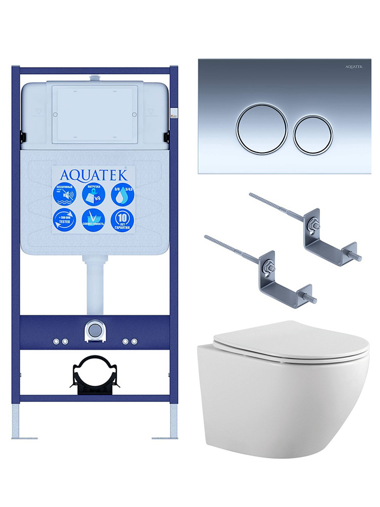 Комплект инсталляции 4 в 1 AQUATEK Европа с унитазом AQ1901-00 и клавишей KDI-0000018 SET AQUATEK ЕВРОПА-018 4в1