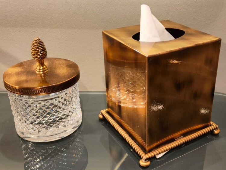 Набор аксессуаров Cristal et Bronze Boutique контейнер для ватных дисков и салфетница Bronze Flamme 31527G/30090G