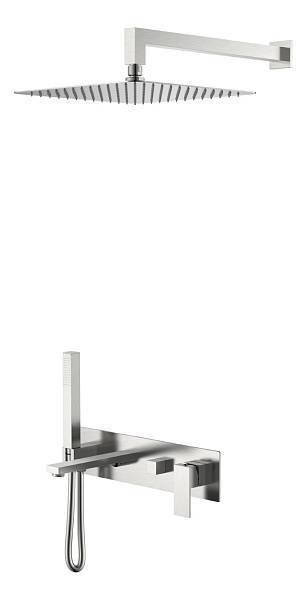 Смеситель для ванны встраиваемый Boheme Qubic 42x18.8x10 см никель брашированный 474-NB