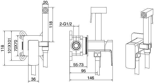 Гигиенический душ со смесителем Allen Brau Infinity с внутренней частью хром 5.21005-00