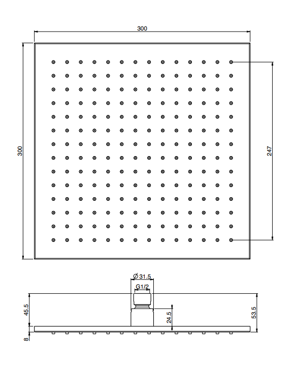 Верхний душ Fima Carlo Frattini Spillo Steel 300x300 мм квадратный нержавеющая сталь F2950/2INOX
