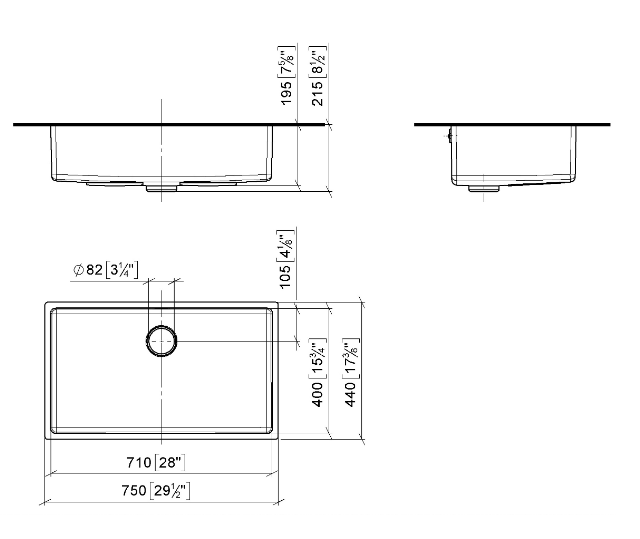 Мойка Dornbracht 750x440x215 мм встраиваемая нержавеющая сталь 8710000486