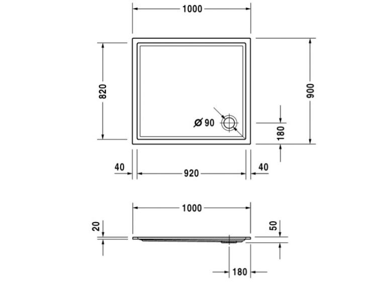 Душевой поддон Duravit Starck Slimline 1000x900 мм прямоугольный белый 720120000000000