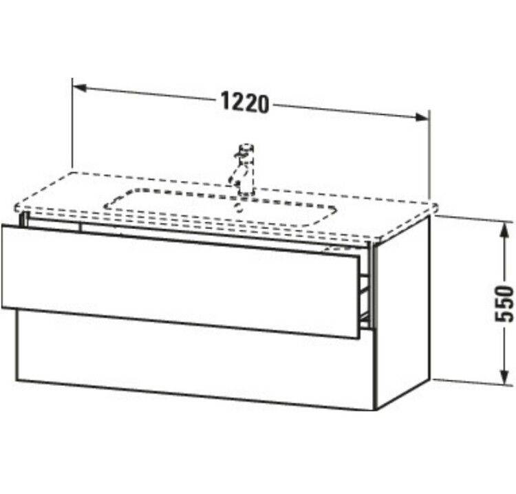 Тумба под раковину Duravit L-Cube 1220x481x550 мм подвесная графит матовый LC624304949