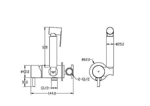 Смеситель гигиенический Boheme Uno золото глянцевое 467-G