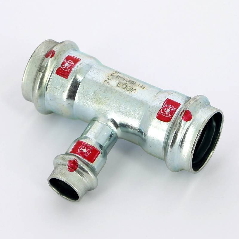 Тройник пресс Viega Prestabo оцинкованная сталь 28х15х28 мм 558710