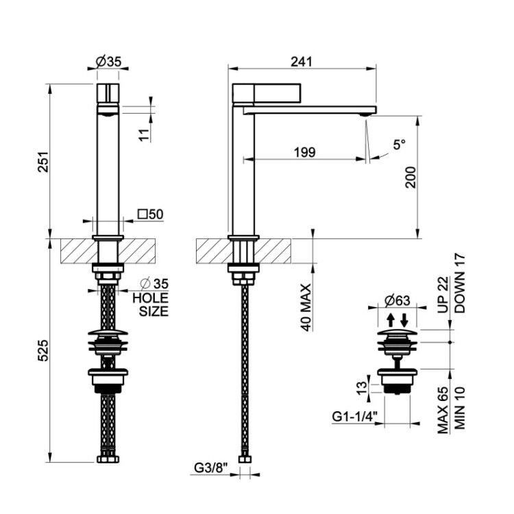 Смеситель для раковины Gessi Inverco Rigato Copper Brushed PVD 73555708