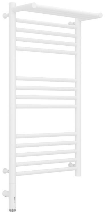 Полотенцесушитель электрический Сунержа Богема 3.0 с 1 полкой 800x400 мм МЭМ нижнее слева белый матовый 3058068040