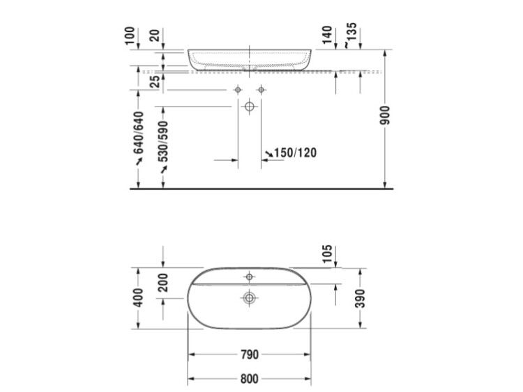 Раковина Duravit Luv 800x400 мм с 1 отверстием для смесителя цвет белый/белый шелковисто-матовый 0380802600
