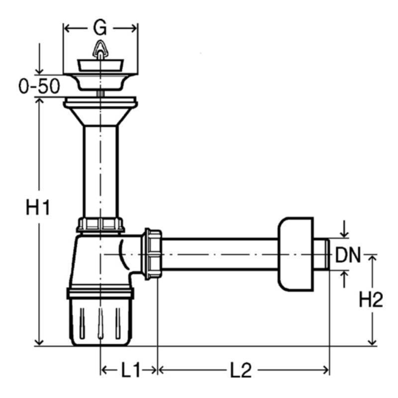 Сифон бутылочный Viega 5726 1 1/2х40 мм с горизонтальным отводом пластиковый 309312