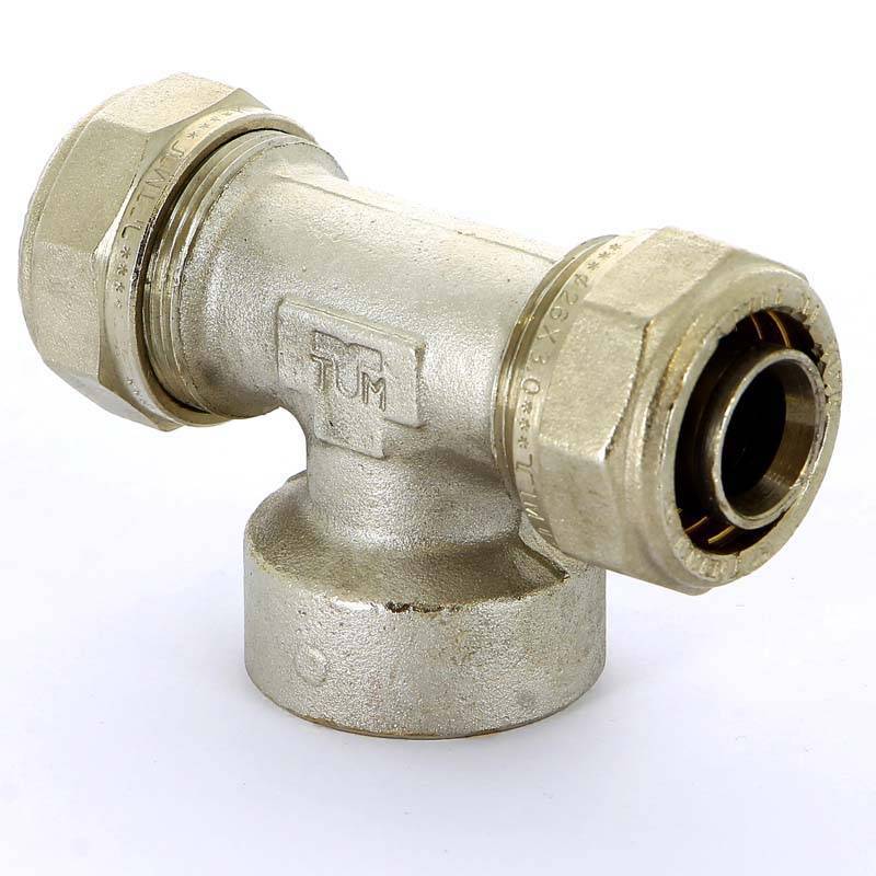 Тройник обжимной Tiemme никелированный 26х1х26 ВР 1600079