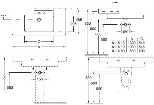 Раковина на тумбу Villeroy & Boch Architectura 61161001.0
