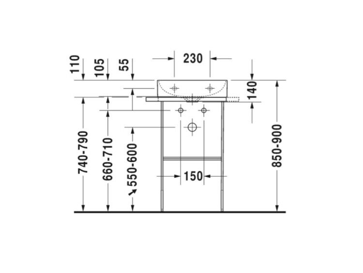Консоль Duravit DuraSquare напольная 516x333 мм регулируемая по высоте цвет черный матовый 0031094600