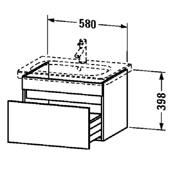 Тумба под раковину Duravit DuraStyle подвесная 580x448x398 мм 1 ящик белый матовый DS638001818