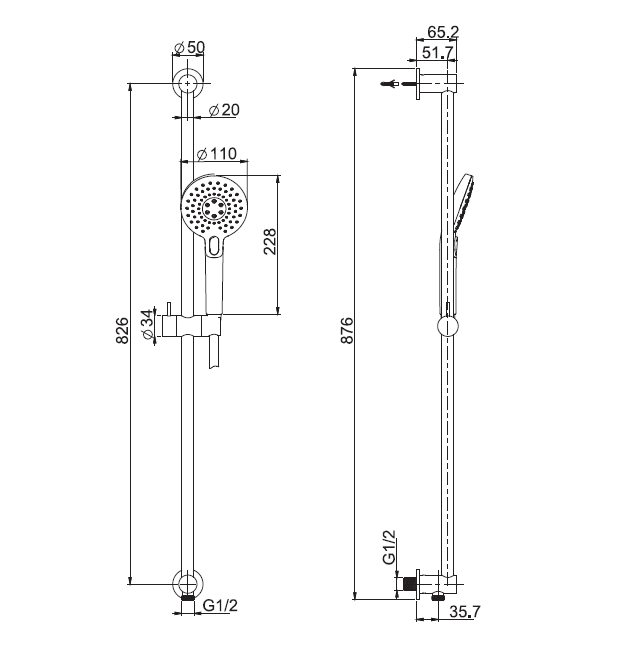 Душевой гарнитур FIMA Carlo Frattini Sliding rail 110 826 мм хром F2039CR