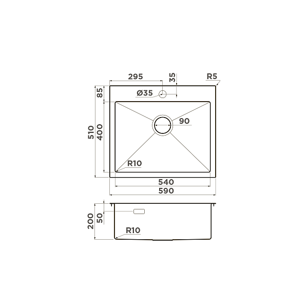 Кухонная мойка Omoikiri Akisame 59-IN 59x51 см нержавеющая сталь 4973055
