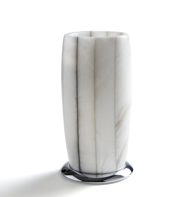 Стакан настольный 3SC Rigato 80х150 мм алебастр никель AL03NL