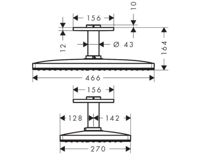 Верхний душ AXOR ShowerSolutions 460/270 1jet потолочный хром 35277000