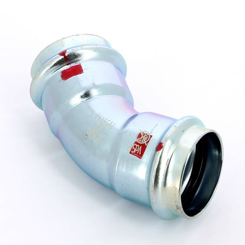 Угол пресс 45° Viega Prestabo 42 мм оцинкованная сталь 558314