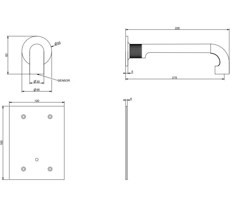 Смеситель для раковины Gessi Sensor Taps Inciso настенный встраиваемый черный матовый 58105299