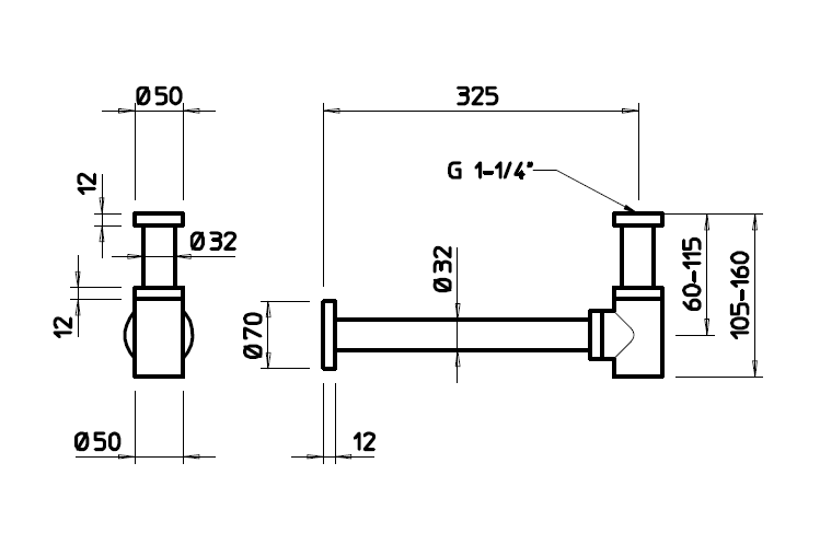 Сифон Gessi Technical Accessories 1 1/4 для биде цвет Warm Bronze PVD 01375735