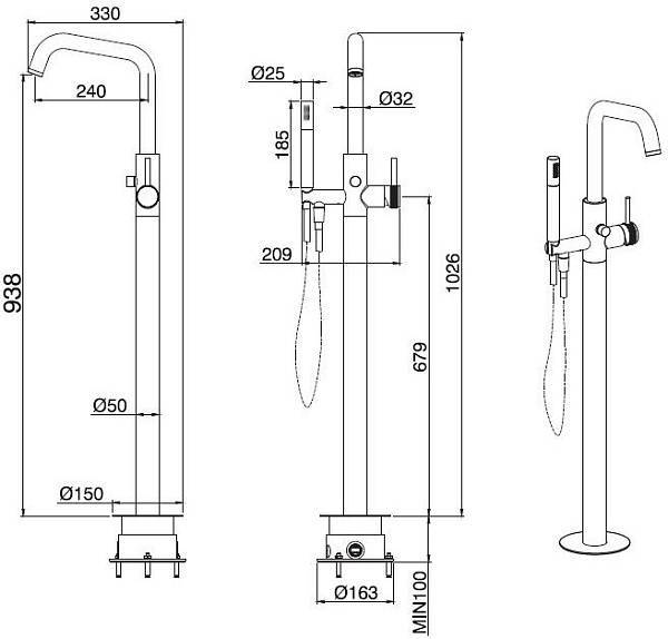 Смеситель для ванны с душем Allen Brau Priority черный матовый 5.31008-31