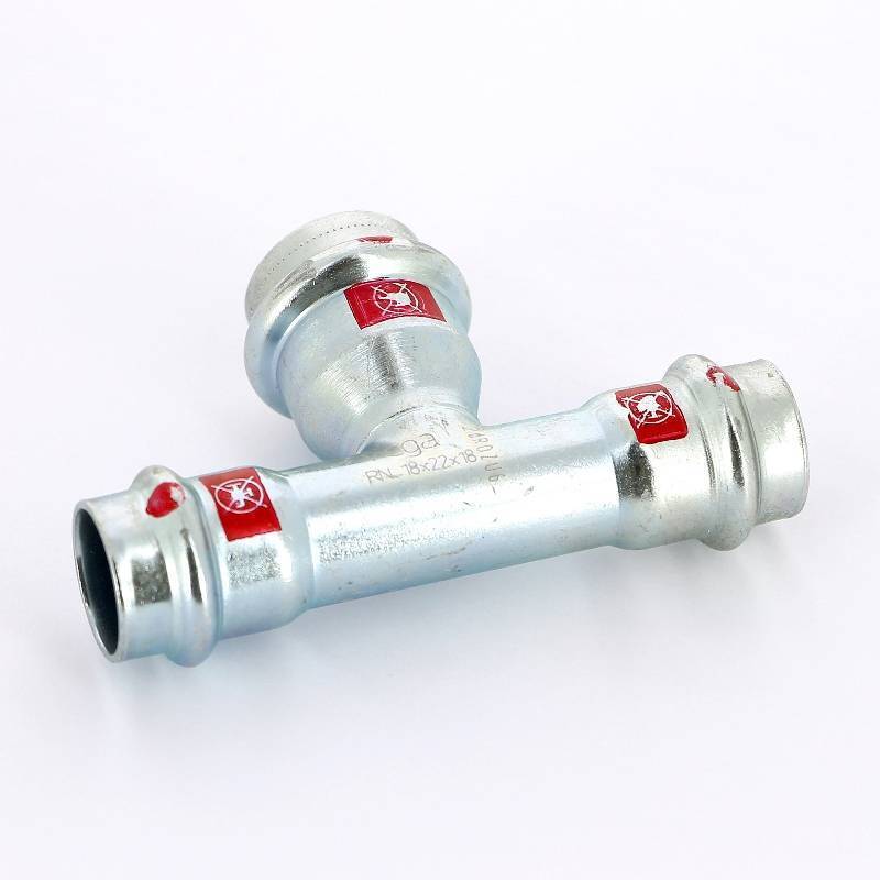 Тройник пресс Viega Prestabo оцинкованная сталь 18х22х18 мм 558864