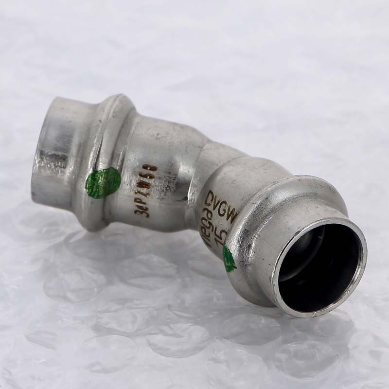 Угольник пресс 45° Viega Sanpress Inox 15 мм нержавеющая сталь 435776