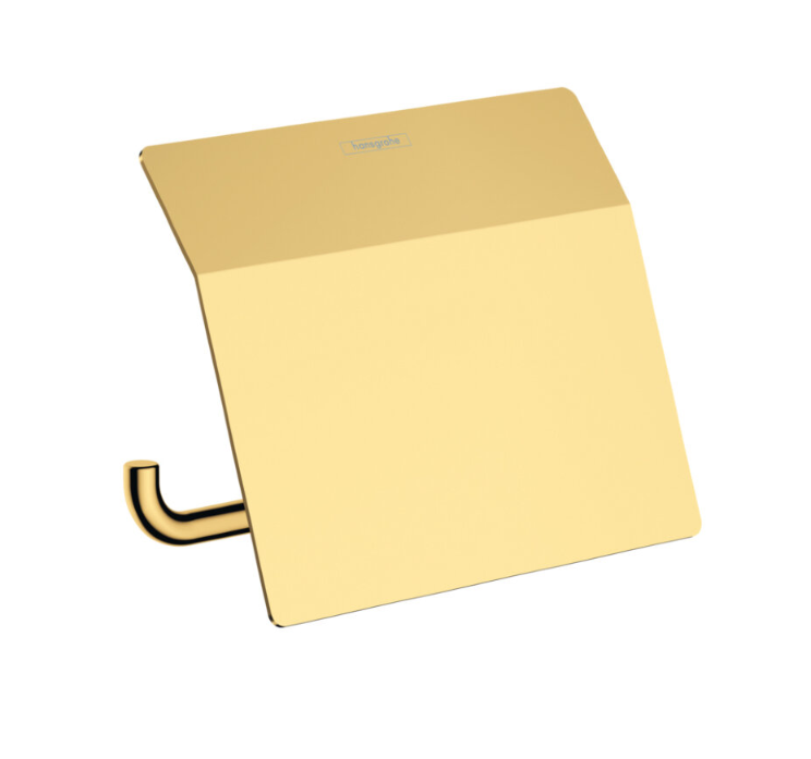 Бумагодержатель Hansgrohe AddStoris с крышкой полированное золото 41753990