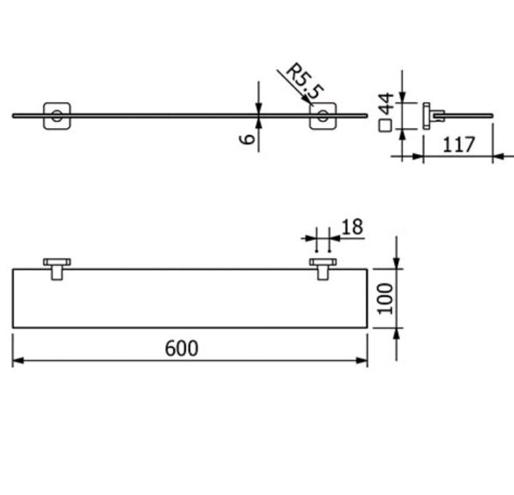 Полка Kludi VELA S 600x117x44 мм сталь оружейная 25973N2