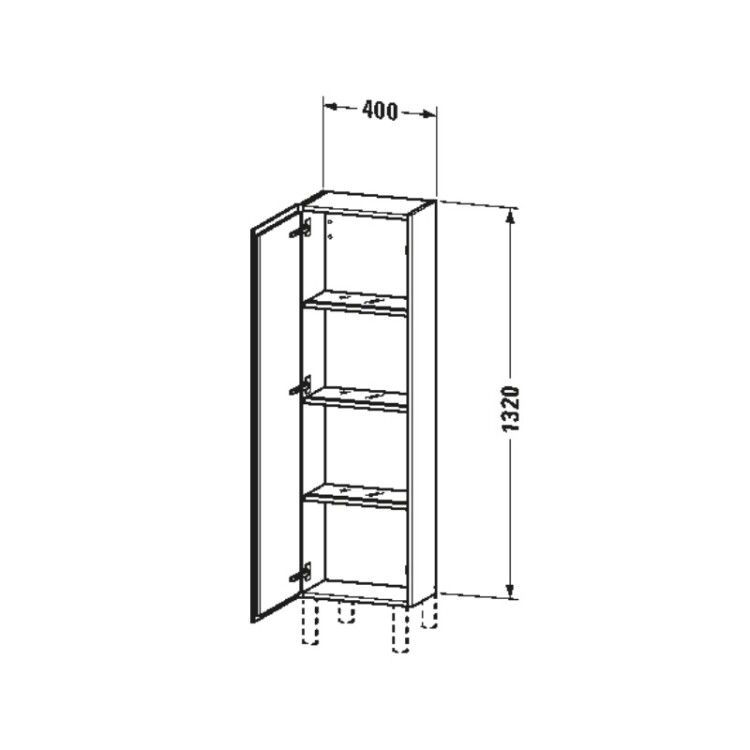 Шкаф-пенал Duravit L-Cube 400x243x1320 мм подвесной петли слева белый матовый LC1168L1818