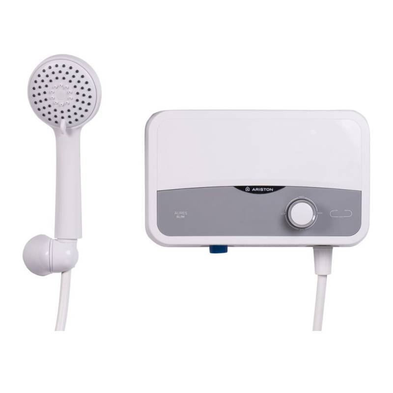 Водонагреватель электрический проточный Ariston AURES SF 5.5 COM 5.5 кВт душевая лейка и кран 3520018