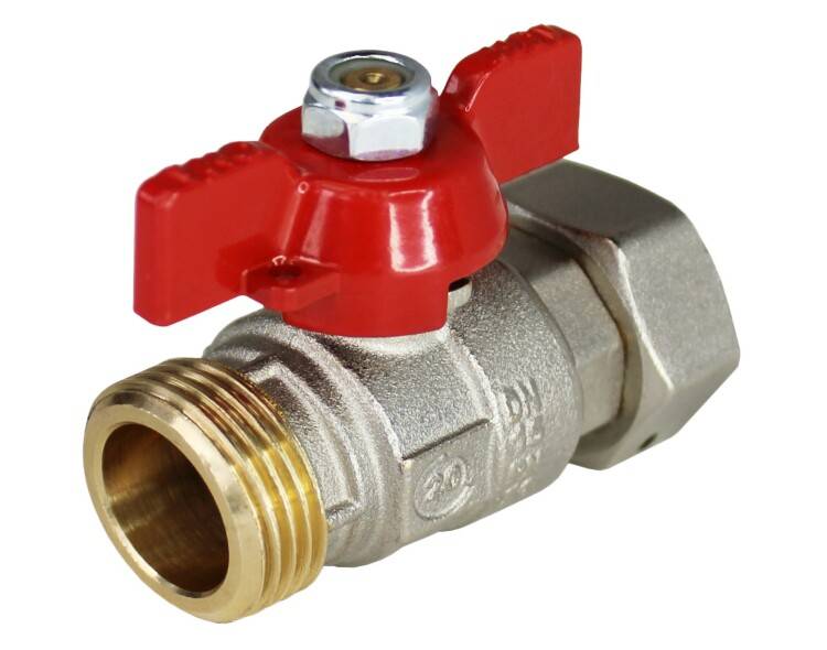 Кран шаровой Everline 1 НР-ВР бабочка с накидной гайкой EV104201