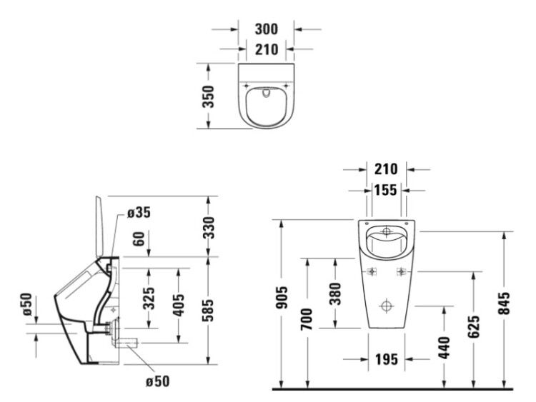 Писсуар Duravit ME by Starck 300x350x585 мм белый 2812300000