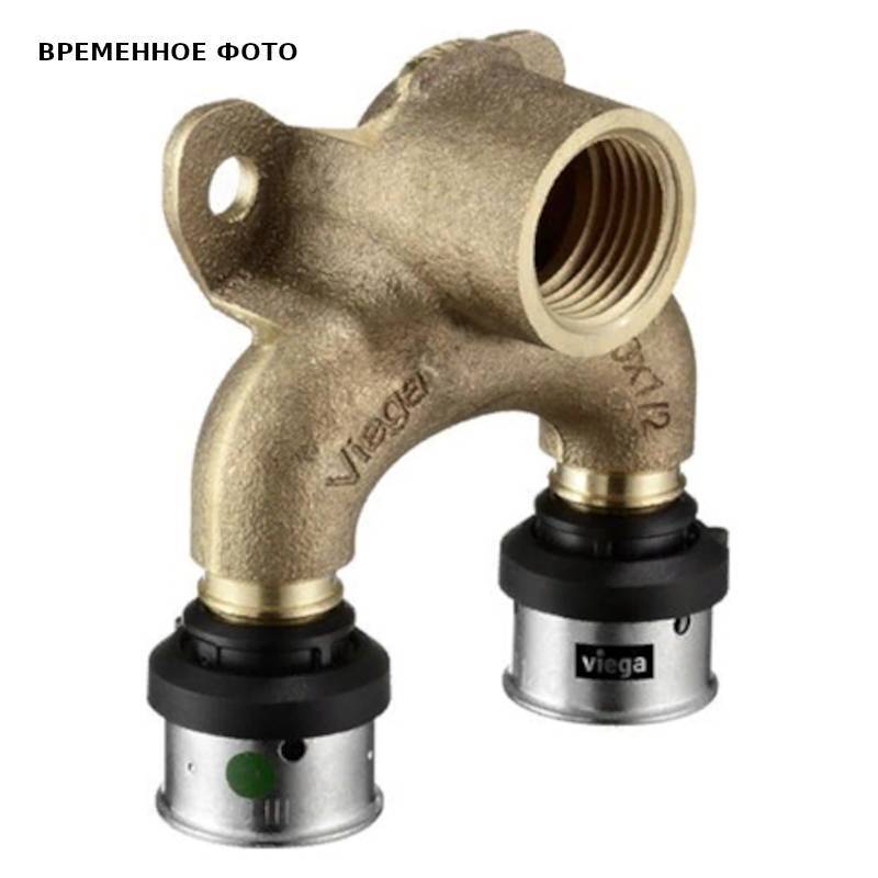 Водорозетка двойная пресс Viega Smartpress 16х1/2 бронза 730413